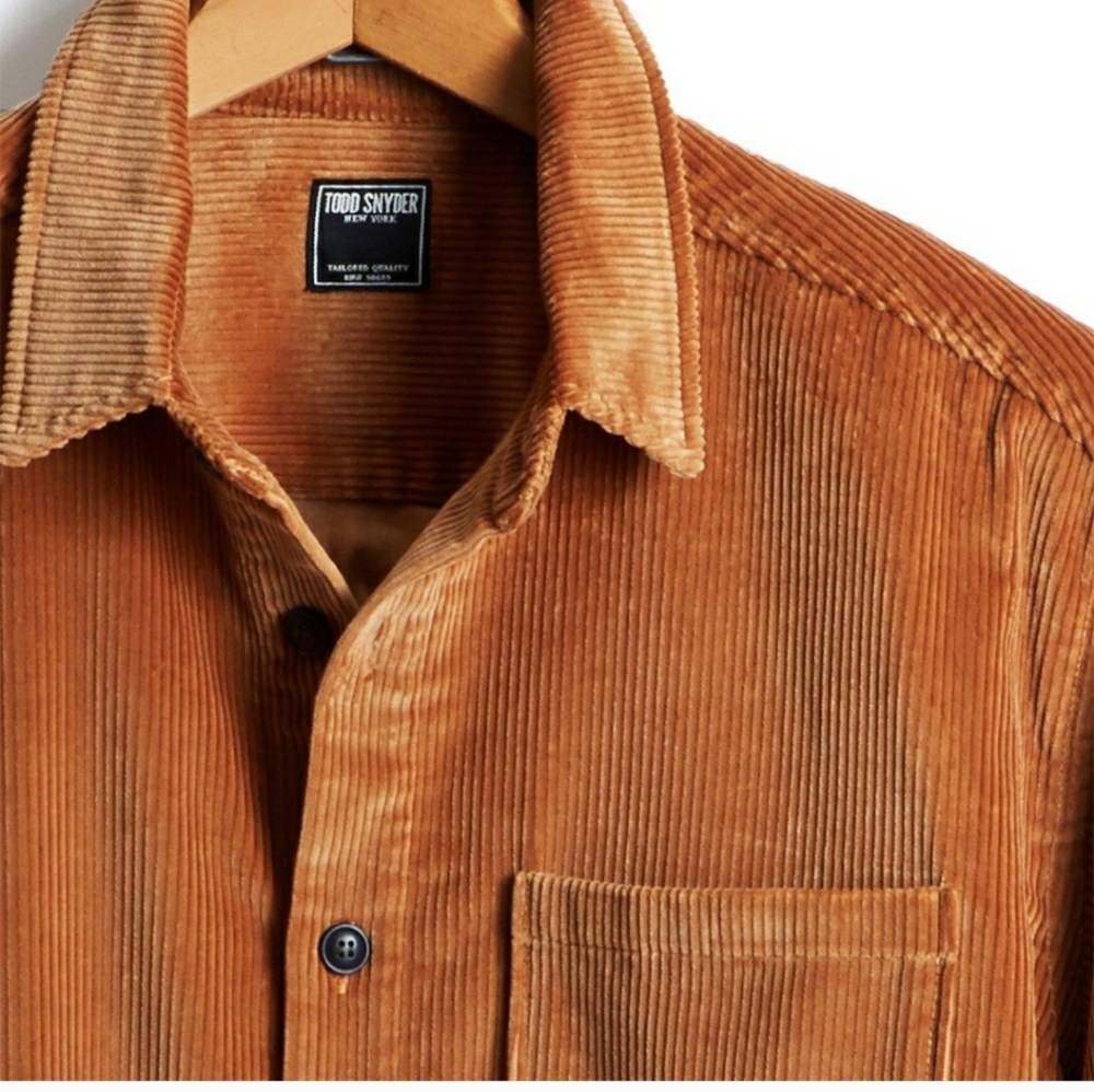 Todd Snyder Men's Tan Corduroy Button-Down Shirt - Picture 2 of 7